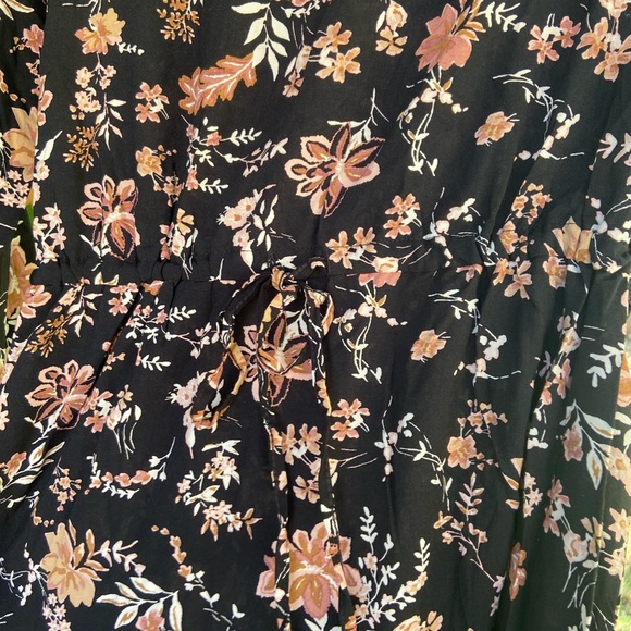 Floral Black and Brown Women's Dress - Picture 3 of 7